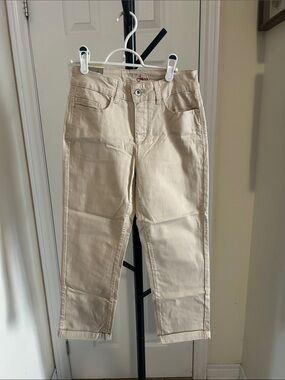 Casual Cream High-Rise Cropped Pants